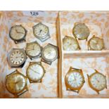 Twelve vintage, 1950's-60's, men's wrist watch heads, maker's include Junghans, Avia, Sekonda,