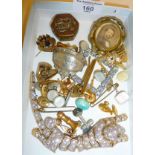 Antique and other jewellery, inc. swivel photo brooch, cufflinks, Japanese Meiji copper box, etc.