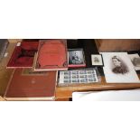 Three old music books, glass negative and a photograph on glass panel together with a sheet of