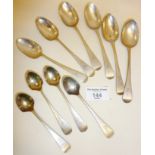 Set of six silver teaspoons in the Old English pattern - together with a set of four smaller