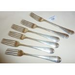 Set of 6 George III silver table forks in the Old English pattern, hallmarked for London 1783, maker