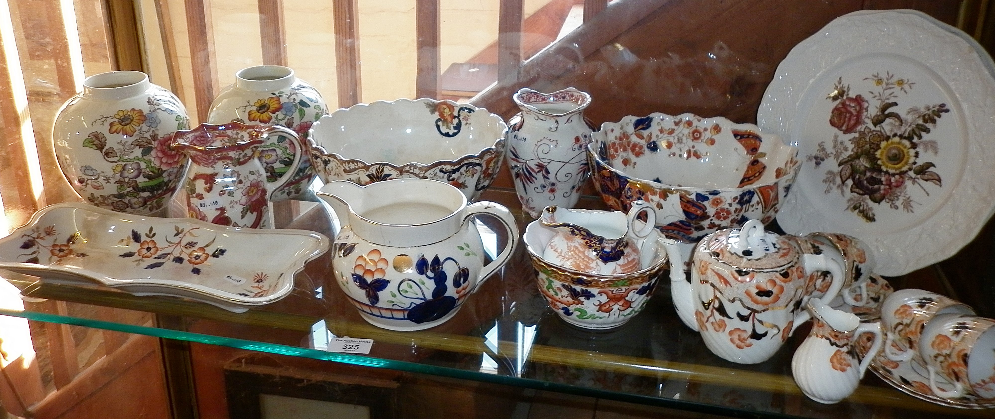 Various Mason Ironstone jars and jugs, a Ridgways Old Derby bowl and other china