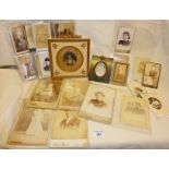 Cabinet cards, and a French silk and ormolu frame, etc.