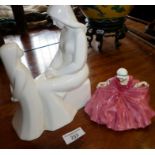 Royal Doulton "Mother & Daughter" figure and a Royal Doulton "Polly Peachum" figurine marked Nov