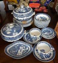 Quantity of Wedgwood Willow pattern dinnerware