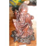 Oriental carved hardwood figure