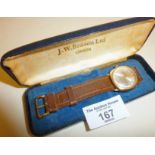 Vintage 9ct gold men's wrist watch by J.W. Benson Ltd., inscription under
