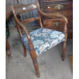 19th c. elbow chair with upholstered seat