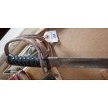 Victorian light cavalry sword, no scabbard and rust to hilt and blade, serial no. 18996