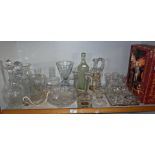 Collection of assorted glassware including decanters