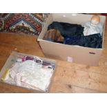 Vintage clothing bits, assorted textiles and garments etc. (2 boxes)
