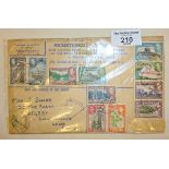 WW2 registered letter with the complete range of Ceylon stamps of the time