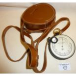 Military type surveying aneroid compensated barometer by M.D.S. Ltd. with leather case