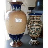 Royal Doulton stoneware vase 14", and another similar A/F