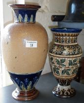 Royal Doulton stoneware vase 14", and another similar A/F