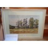 Edward L. GRASSBY. a watercolour landscape with elm trees painted in 1976 "just as Dutch Elm disease