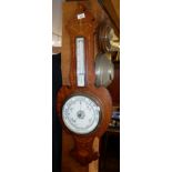 Edwardian inlaid mahogany aneroid barometer