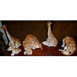 Lomonosov and others, giraffe and cheetah porcelain figures, some A/F (6)
