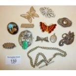 Antique and vintage silver brooches and other jewellery