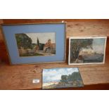 Three early 20th c. oil sketches of rural scenes, monogrammed EH, c. 1920's