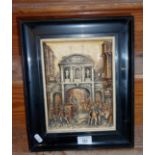 Osbourne Plaque? depicting Temple Bar in Dr. Johnson's time - note on back states this was bought