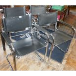 Set of 4 Marcel Breuer B34 style chrome and leather armchairs, seats stamped 1-92