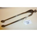 19th c. steel ember tongs, 21cm long