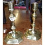 Pair of Queen Anne brass candlesticks