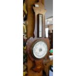 Edwardian inlaid mahogany aneroid barometer