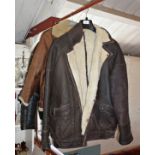 Vintage clothing: Three sheepskin lined leather mens' jackets