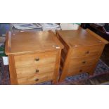 Pair of contemporary Chinese style bedside chests of drawers