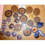 Assorted medallions, inc. seven silver and enamel from the Semi National Bakers Exhibition in