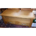 Contemporary light oak side unit with two drawers