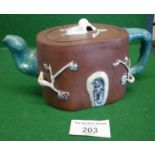 Chinese enamel decorated Yixing tea pot