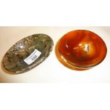 Agate and moss agate polished stone dishes