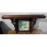 Mahogany wall clock bracket with inset tile