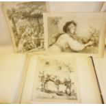 19th c. scrap album of earlier etchings, inc. works by Pieter van Laer (17th c.), Jacques Callot (