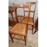 Pair of Edwardian cane seat bedroom chairs