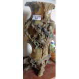 Large Chinese carved soapstone vase, 36cm