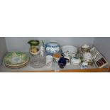 Shelf of assorted china and glass etc