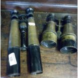 Pair of WW1 Webster Bros. binoculars and another similar pair
