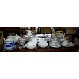 Assorted china including Aynsley, Royal Albert, Val d'Or, Ridgeways and blue and white