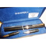 Sheaffer calligraphy pen and spare nibs in case
