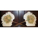 Pair of Regency painted face screens with turned boxwood handles