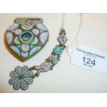 Large antique micro mosaic Grand Tour brooch, and a similar Victorian multiple panel pendant for