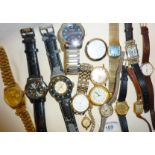 Assorted vintage and other wrist watches including Omega, replica Rolex, Sekonda etc