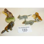 Group of cold painted bronze miniature animals (5)