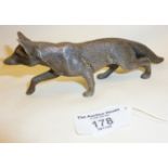 Silver plated figure of a fox