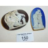 Two antique ceramic cameo lozenges