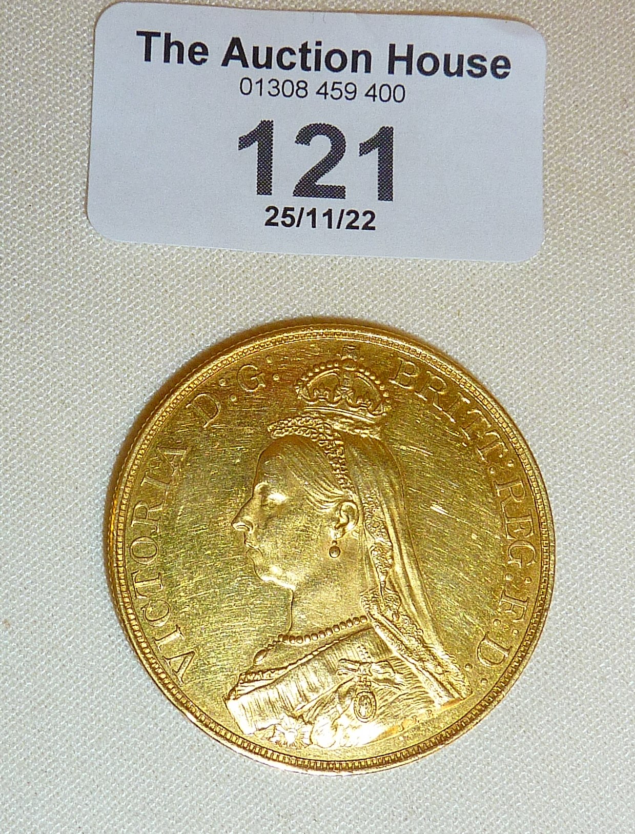 1887 Victoria Five Pounds (£5) Gold Sovereign coin, weight approx 39g - Image 2 of 2
